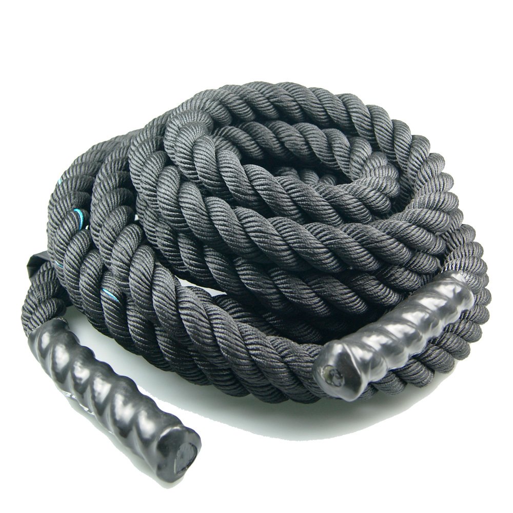 Battle Rope Black Nylon Rope 38mm, 9 meter + Metal Hook