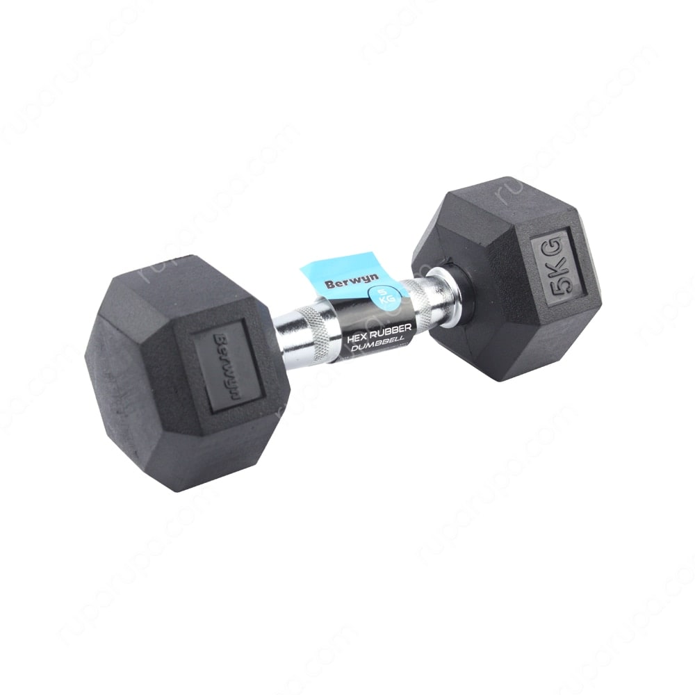Dumbbell Karet Hexagonal 15 Kg - Hitam