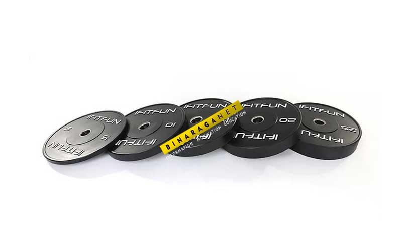 Barbell Rubber Bumper Plate Hitam Set 5kg-20kg  ( 100kg)
